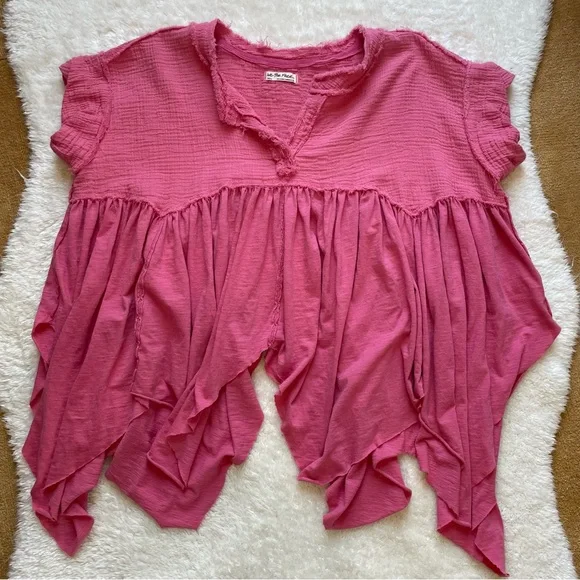 We the Free People sugar rush baby doll pink flowy oversized t shirt blouse - Picture 2 of 6